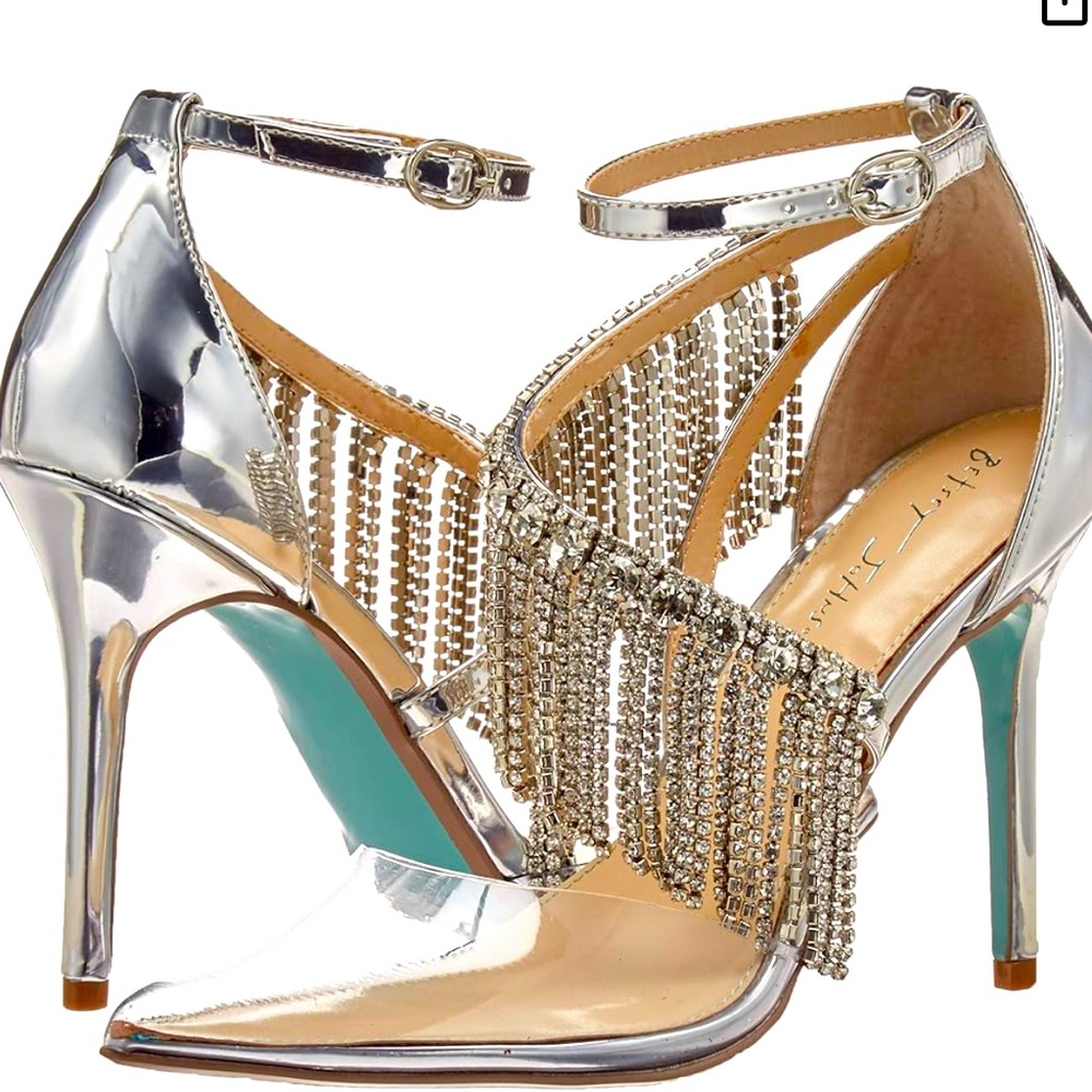 Blue by Betsey Johnson Maze Rhinestone heels Size 7 Glamorous Pinup /Burlesque